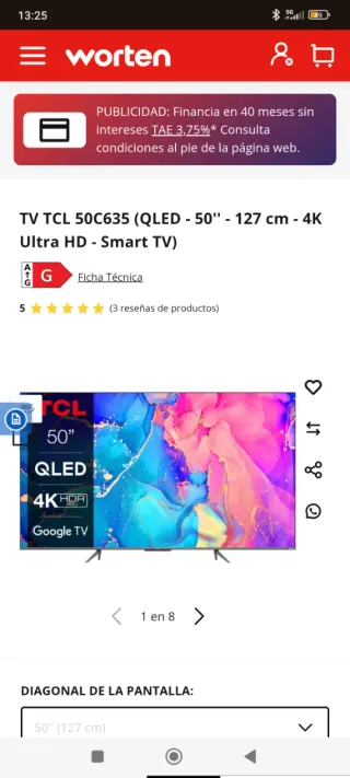 TV TCL 50C635 QLED 50 4K Ultra HD