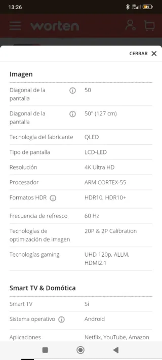 TV TCL 50C635 QLED 50 4K Ultra HD