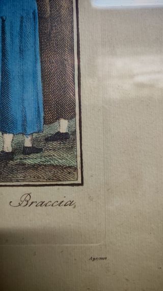 Stampa colorata con scena di gioco all'aperto.