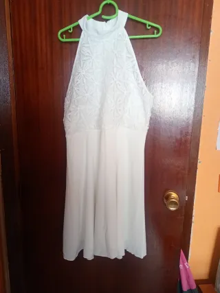 Vestido blanco halter encaje talla XL