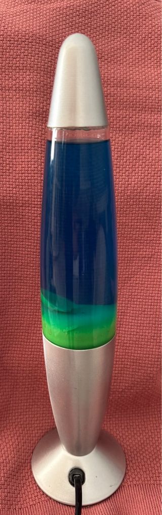 Lámpara de lava azul y verde