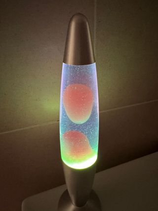 Lámpara de lava azul y verde