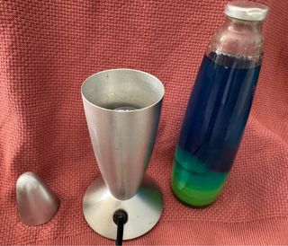 Lámpara de lava azul y verde