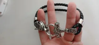 Pulsera protectora Vikinga. Lobo y Martillo Thor