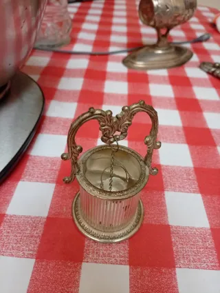 Pozo decorativo metal plateado