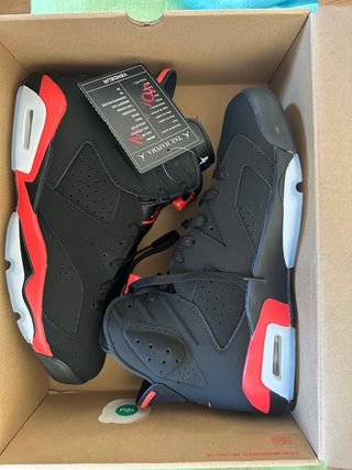 Jordan 6 Infrared Negro Rojo, talla 46