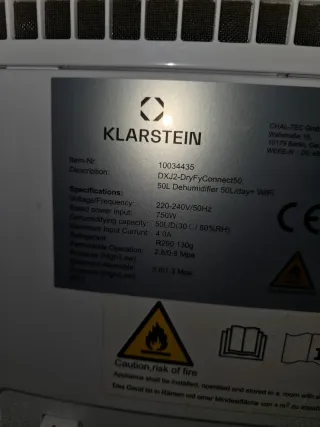 Klarstein Deshumidificador Blanco 50L/24h