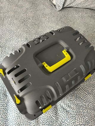 Transportín para mascotas gris y amarillo