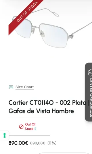 Gafas Cartier CTO1140-00 Plata