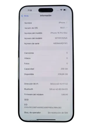 iPhone 16 Pro Max 256GB Oro