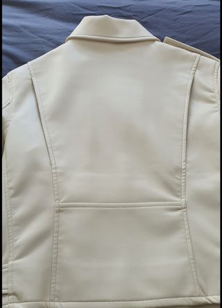 Biker Mango Efecto Piel Beige