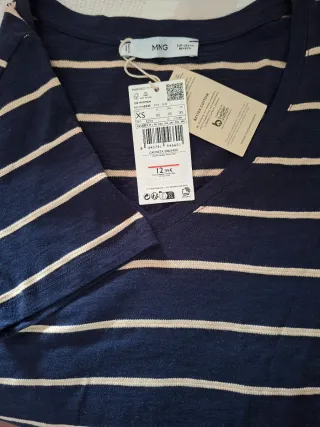 Camiseta MNG rayas azul y beige Talla XS