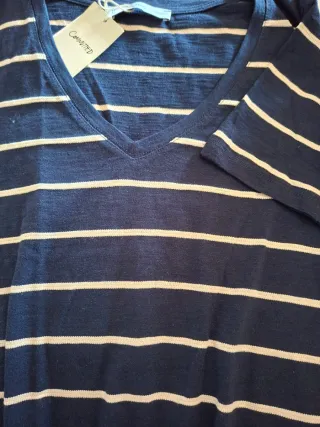 Camiseta MNG rayas azul y beige Talla XS