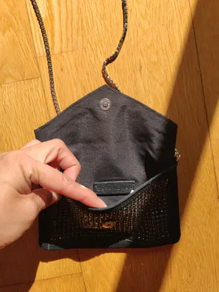 Bolso fiesta pedrería negro y plata