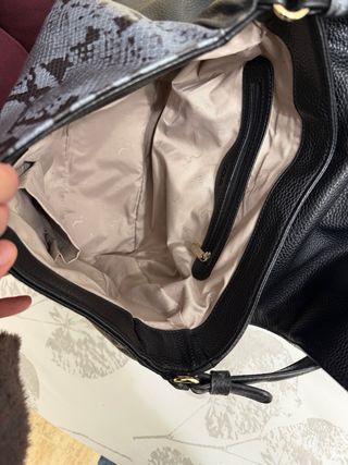 Bolso Tous Negro y Gris Piel y Ante