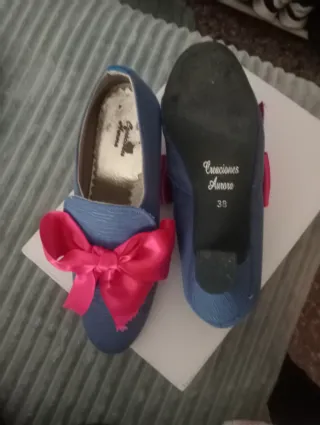 Zapatos fallera azul talla 38