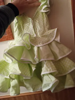 Traje Flamenca Niña Naranja Lunares