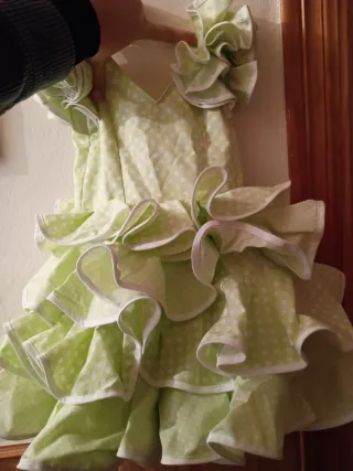 Traje Flamenca Niña Naranja Lunares