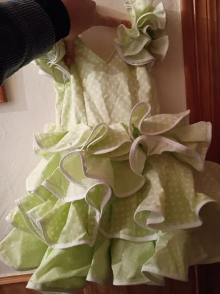 Traje Flamenca Niña Naranja Lunares