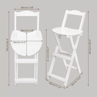 Taburete de bar-cocina plegable blanco 61x28cm