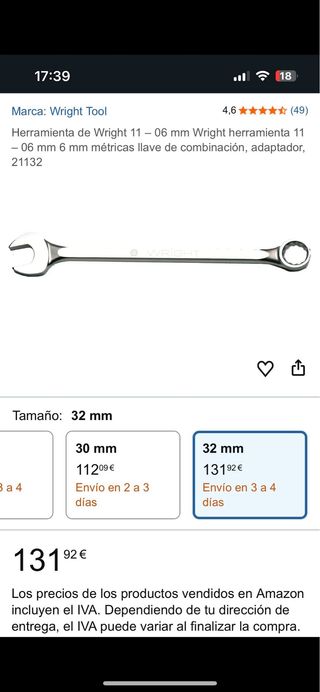 Llave Fija Combinada Wright Tool 32mm