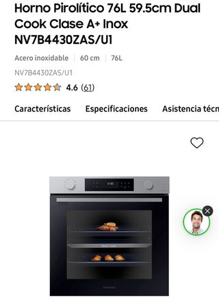 Horno Pirolítico Samsung 76L Dual Cook
