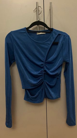 Top Pull&Bear azul drapeado