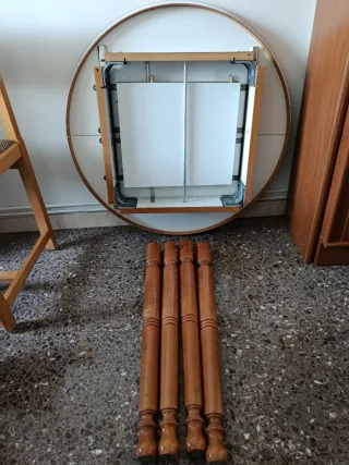 Mesa camilla redonda 80 cm diámetro extensible.