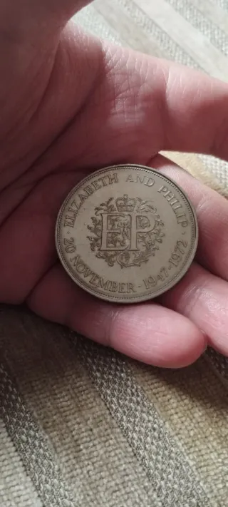 Moneda 25 Peniques 1972 Bodas Plata Isabel II