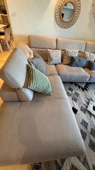 Sofá Chaise Longue Natuzzi Tela Gris