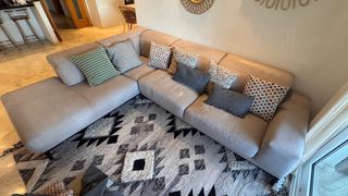 Sofá Chaise Longue Natuzzi Tela Gris