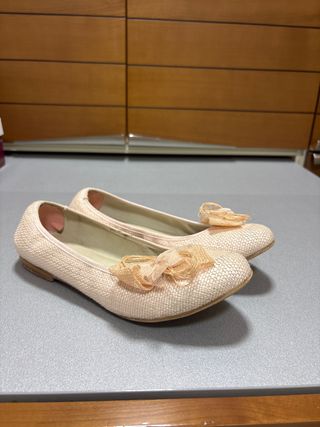 Bailarinas Beige y Rosa con Lazos