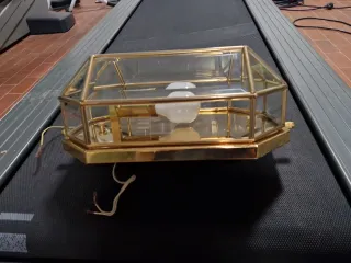 Applique Lanterna Ottone Vetro Vintage Anni '60/'7