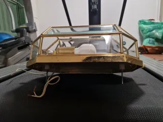 Applique Lanterna Ottone Vetro Vintage Anni '60/'7