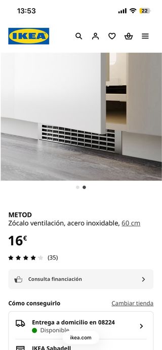IKEA METOD 2 Rejillas Ventilación 302.214.58