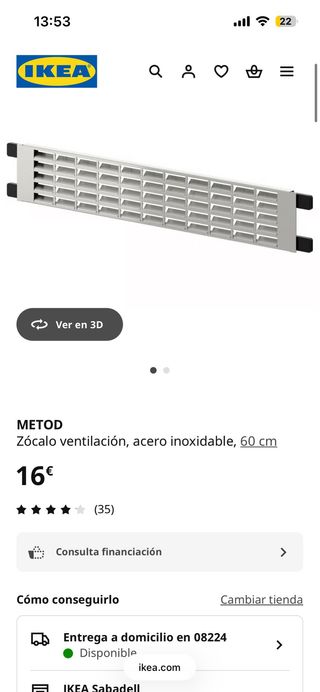 IKEA METOD 2 Rejillas Ventilación 302.214.58