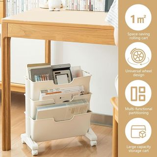 Estantería móvil 3 niveles con ruedas