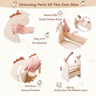 Taburete infantil de madera dinosaurio 3 a 6 años