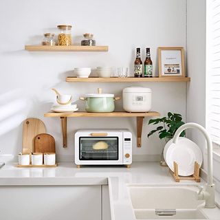 Estante Flotante Roble Macizo 80x15 cm Minimalista