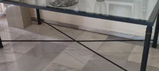 Mesa consola cristal y metal negra