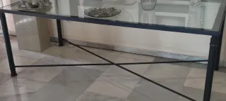 Mesa consola cristal y metal negra