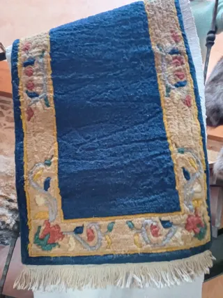 3 Tappeti di lana blu e beige identici