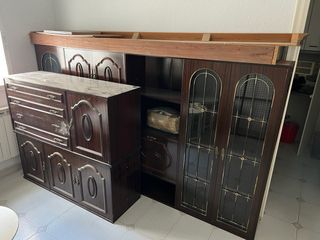 Mueble bar vintage madera y cristal