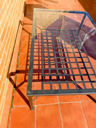 Mesa baja cristal y metal