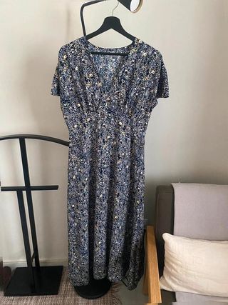 Vestido largo azul estampado Floral – Escote...