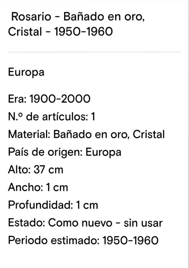 Rosario de cristal con baño de oro