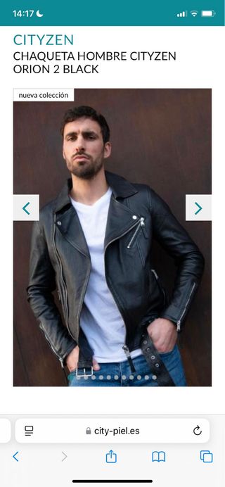 Chaqueta Piel CITYZEN Orion 2 black. Talla L.