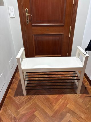 Banco zapatero blanco, madera y metal