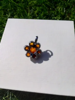 Colgante Plata Flor Ámbar