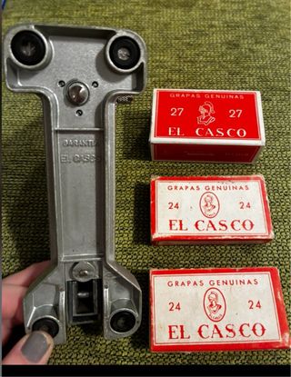 Grapadora Metálica Vintage + Cajas Grapas